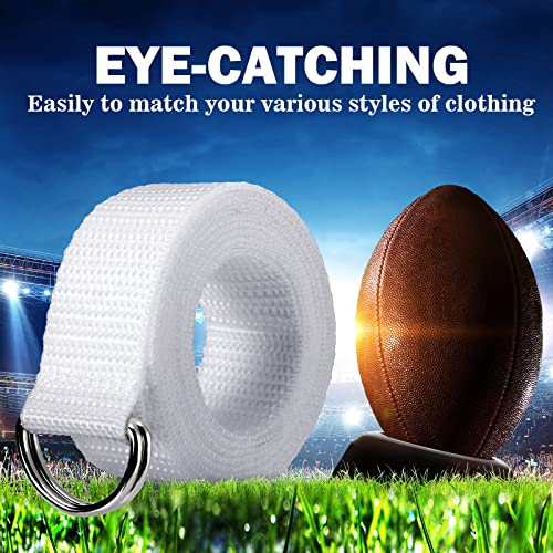 Web Football Belt 52 Inches Football Pants Belt D Ring Belts for Men Women Youth Boys Kids Girls - color: White