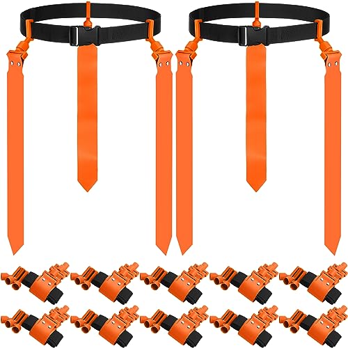 Hungdao 10/12 Players Flag Football Belts and Flags Adjustable Football Belts for Kids Teens Adults Team Training Sport Event - color: Orange