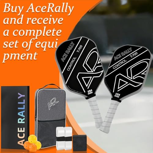 Pickleball Racket Set (2 Rackets), T700 Carbon Fiber Pickleball Rackets (2), 2 Outdoor pickleballs, 2 Indoor pickleballs, 1 Pickleball Bag (Unisex)