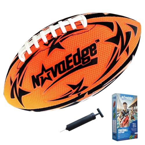 Hydro Water Football - 9.25-Inch Mesh Outer with Rubber Bladder | for All Ages - Pool, Lake, Beach Play | Textured Grip with Real Laces | Includes Pump | Choose 1 or 2 Ball Pack - color: Orange X1