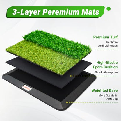 LYDARZ Golf Hitting Mat, Turf Golf Practice Mat for Indoor/Outdoor Driving, Chipping & Putting Training, Golf Training Accessories & Gift for Men & Women