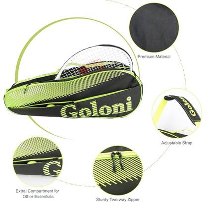 Goloni | 3 Racquet Tennis Bag, for Professional or Beginner Tennis Players, Rackets Cover Bag with Protective Pad & Lightweight | Unisex Design for Men, Women, Youth and Adults - color: yellow