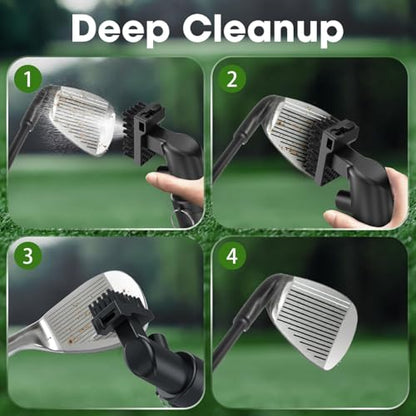 2 Pack Pro Golf Club Cleaner - 4oz Water Bottle with Groove Cleaner and Retainer Clip, Durable Nylon Bristles for Easy Cleaning, Ergonomic Button Design, Golf Gifts for Men (Black)