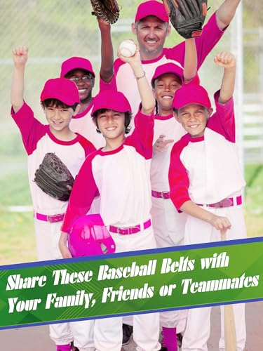 12 Pieces Baseball Belts Bulk Softball Belts Packs Leather Belt Adjustable Softball Belt Stretch Sports - color: Pink, size: Youth Size