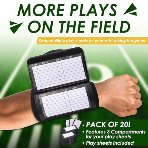 20 Pack Football Play Wristband - Football Quarterback Play Wristbands for Adult - Softball Wristbands for Signs for All Sports with 3 Compartments