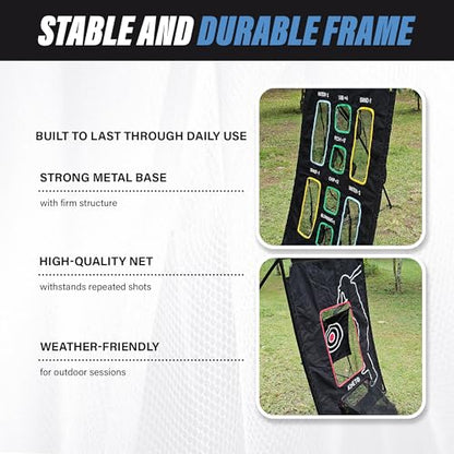 Kineto Training Set – Golf Swing Net, 8-Zone Chipping Target, Baseball Pitch Trainer – Durable, Portable, Tool-Free net for Backyard or Indoor use - size: 2 in 1