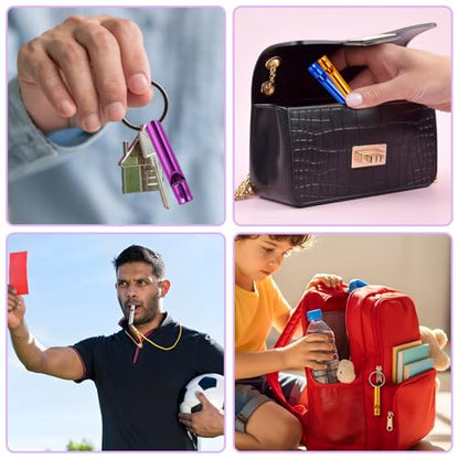 200/300 Pcs Emergency Whistles Keychain Set, Bulk Aluminum Alloy Extra Loud Safety Whistles, Ideal for Sports Referees, Lifesaving Training, Hiking and Camping