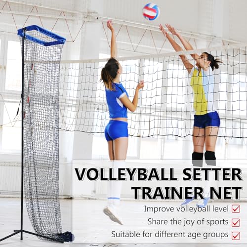 Volleyball Setter Trainer Net Volleyball Training Equipment Practice Equipment Net Angle and Height Adjustment for Indoor and Outdoor Setter Practice