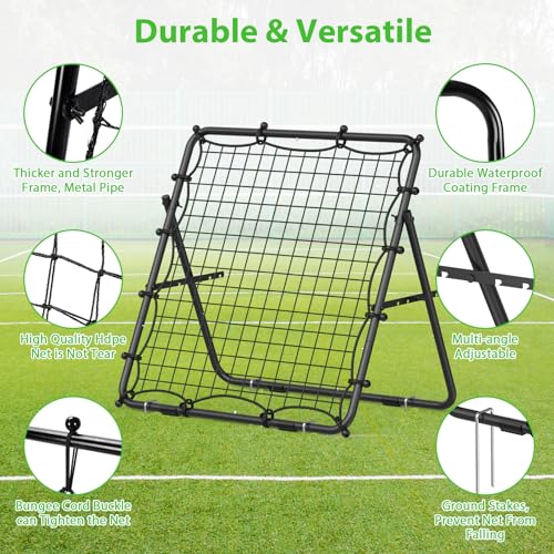 Volleyball Baseball Rebounder Net, Metal Frame & High-Tension PE Net, Lacrosse Bounce Back PracticeTraining Equipment, Adjustable Softball Pitchback Net, Perfect for Improving Balls Training Skills