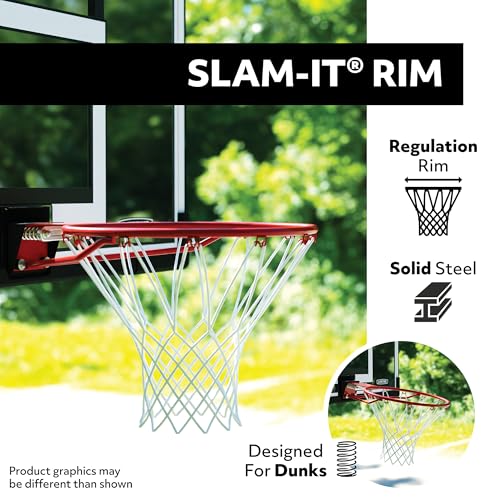 Lifetime NBA In-Ground Basketball Hoop, 50 Inch Shatterproof Fusion Backboard, Adjustable Height 7.5-10 Ft, Action Grip Adjust, Slam-It Rim