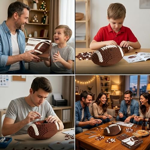 Football 3D Building Block Set - Educational Toy - Perfect for Ages 14 15 16 Years and Above - 11 x 6.7 in - Challenging, Creative Fun and Skill-Building - 3D Instruction (1200PCS)