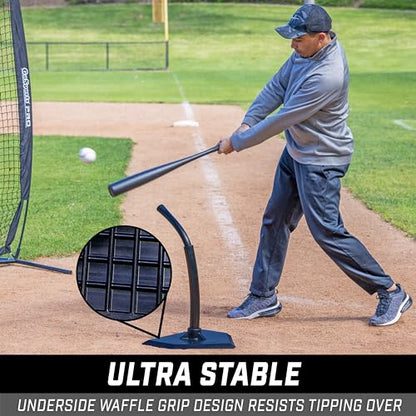 GoSports Baseball & Softball Batting Tees - Choose Jr. or Standard - Adjustable Rubber Hitting Tee - color: Standard Black