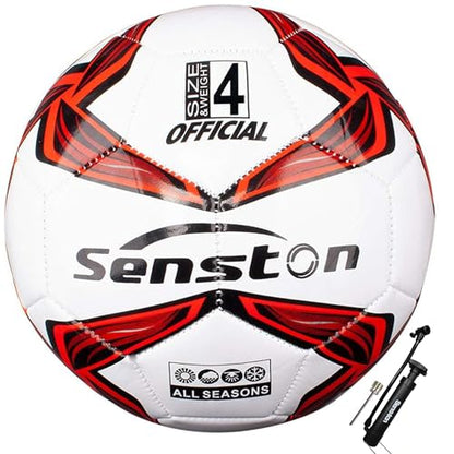 Senston Soccer Ball Size 3 & Size 4 & Size 5 for Kids and Adult Official Match Training Soccer Ball with Pump - color: red, size: size 4