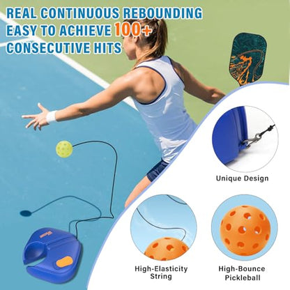 Westant Match Buddy Pickleball Trainer - Pickle Ball Practice Rebounder with 2 Balls, Pickleball Training Aids for Adults, Kids, for Self Practice - color: Blue
