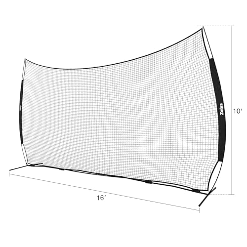 12x9ft / 16x10ft Barricade Backstop Net, Ball Sports Barrier, Practice Net for Baseball, Softball, Lacrosse, Soccer, Basketball and More - style: 16x10 ft - Black