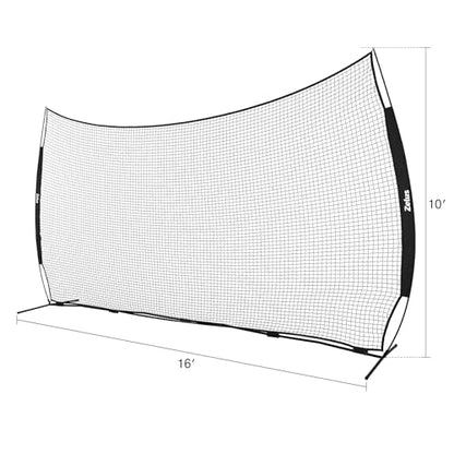 12x9ft / 16x10ft Barricade Backstop Net, Ball Sports Barrier, Practice Net for Baseball, Softball, Lacrosse, Soccer, Basketball and More - style: 16x10 ft - Black