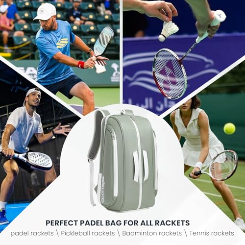 Tennis Racket Bag Pickleball Padel Backpack With Shoe Compartment, Laptop Sleeve,Fence Hook,Ball Sleeve - color: Green