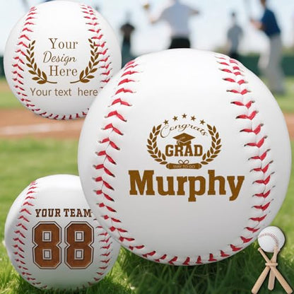 Personalized Baseball Custom Engraved Name Number Baseball with Text Logo Customized Ball Gift for for Dad Boys Senior Son Team Player, Birthday, Coach, Graduation, Wedding Groomsmen - style: Style4-Graduation