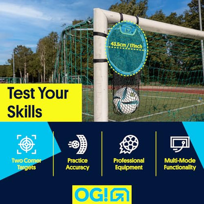 Open Goaaal Soccer Goal Corner Net Targets - 15 x 15 in, Black, 2-Pack - Soccer Training Equipment - Adjustable Straps Fit Any Goal Net - 3-in-1 Corner Trainer & Rebound Mesh