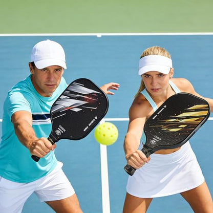 Pickleball Paddles,Pickleball Paddles Set of 2-Carbon Fiber Pickle Ball Paddle 2 Pack for Men and Women-Lightweight,Control & Power Racket Set Equipment with Bag & Balls - color: Gold & Silver