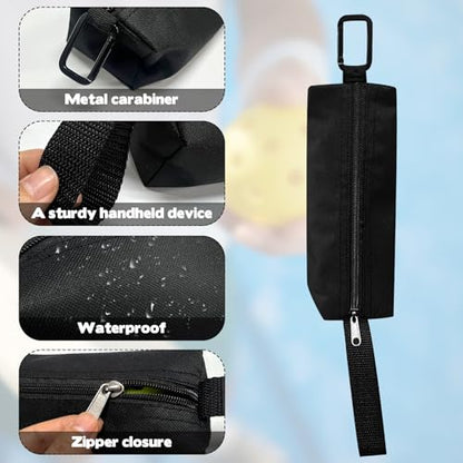 Rainmae 2 Pcs Pickleball Ball Holder Bag, Tennis Ball Pouch Portable Pickle Ball Storage Bag with Hook, Pickleball Paddle Bag for Pickleball Accessories Sport Gear Holds 3 Pcs Regular Pickleball Ball