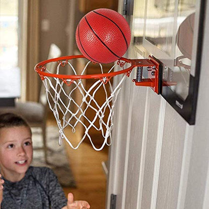 Larger Indoor Basketball Hoop with 9" Large Dunk Rim for Kids and Adults, Over The Door Basketball Hoop for Bedroom with 3 Rubber Small 6" Basketball Sport Toy Gifts - style: Shatterproof