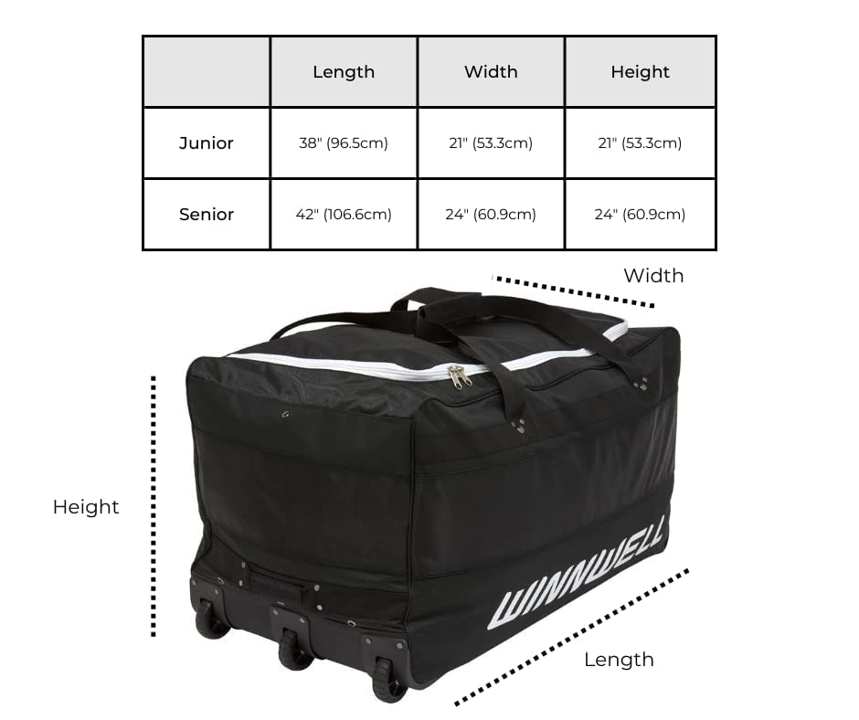 Winnwell Hockey Wheel Goalie Bag - Large Equipment Bag with Wheels to Store Goalie Gear - Made for Ice & Field Hockey Goalies