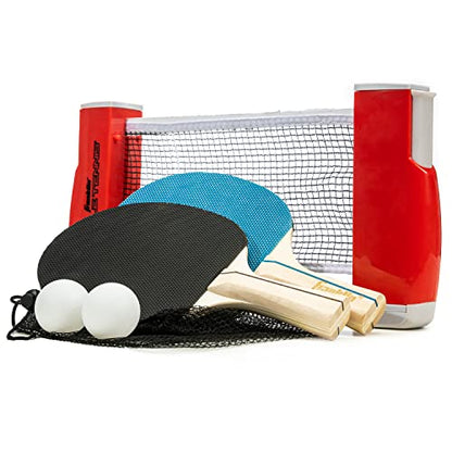 Franklin Sports Table Tennis to Go Portable Ping Pong Set - Table Top Ping Pong Net + (2) Paddles - Ping Pong Balls Included - 2 Players | Portable, Table Top, Ping Pong Net, (2) Paddles - color: Red