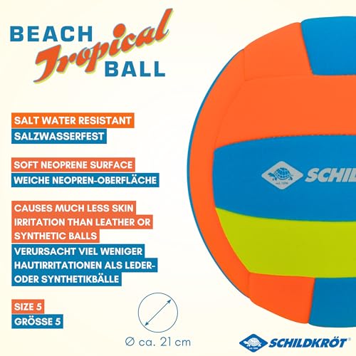 Schildkröt Tropical Beach Volleyball, Neoprene Volleyball, Size 5, Diameter 21 cm, Normal Size, Volley with Non-Slip Textile Surface, Salt Waterproof
