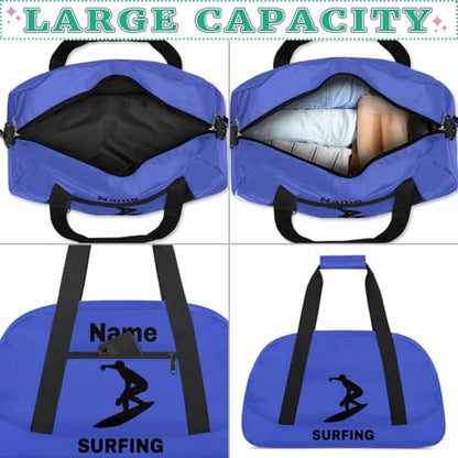 Custom Sport Duffel Bag Surfing Personalized Name Sports Bag Overnight Weekender Bag Waterproof Travel Sport Gym Bags, Blue - color: Blue, style: Surfing