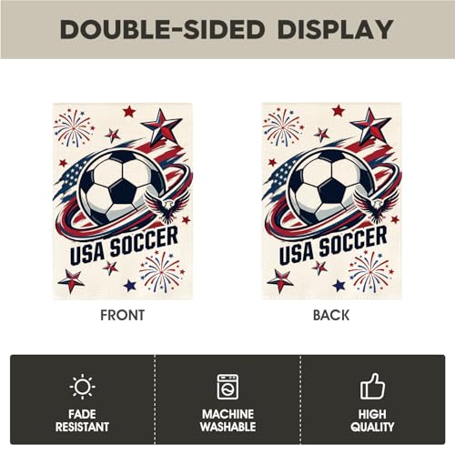 AVOIN colorlife Global USA Soccer Garden Flag 12x18 Inch Double Sided, America Game Day Sport Season Yard Outdoor Flag