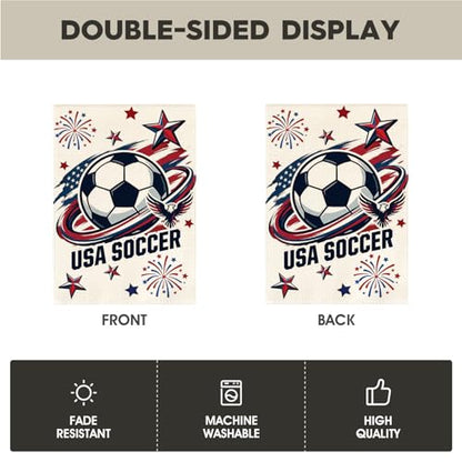 AVOIN colorlife Global USA Soccer Garden Flag 12x18 Inch Double Sided, America Game Day Sport Season Yard Outdoor Flag