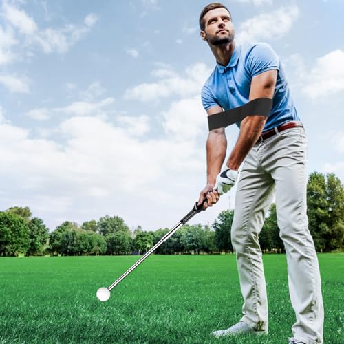 Retractable Golf Swing Trainer with Golf Swing Band-Telescopic Club Retractable Golf Swing Training Aid with Golf Grip Trainer/Tempo Stick Golf/Warm Up/Indoor Golf Practice - color: Black-For Right Hand