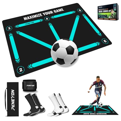 Soccer Training Equipment,Soccer Training Mat Improve Strength,Agility and Coordination,Anti-Slip Silent Absorption Soccer Footwork Training Mat,Soccer Trainer for Indoor/Outdoor Drills - style: Professional Set 47*31 IN