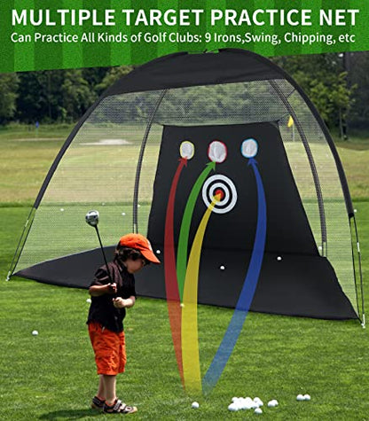 Golf Net, 9x7FT Home Golf Hitting Net for Backyard Driving Chipping Swing Indoor Training Chipping Aid Nets, Gifts for Men Him Dad Golfers