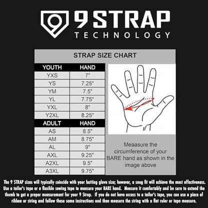 9 STRAP Baseball Grip Strap Full Hide Hitting Tool | Original Two-Handed Swing Trainer for Injury Prevention, Bat Speed & Proper Mechanics - size: Adult L