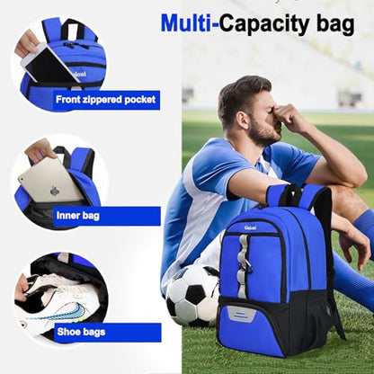Goloni Youth Soccer Bag,Basketball Bag with Ball Compartment & Shoe Compartment,Backpack for Football Volleyball Basketball - color: Blue
