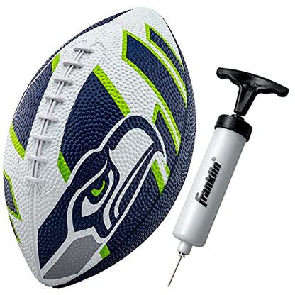 Franklin Sports NFL Team Footballs - Rubber Youth Mini Balls for All Teams - Kids 8.5" Football + Air Pump Sets - Official NFL Licensed - style: Seattle Seahawks