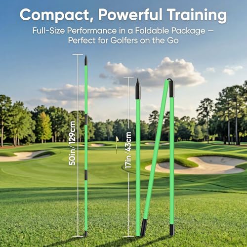 Golf Training Aid Golf Alignment Sticks Holder Angle Adjustable, Golf Swing Training Aid for Aiming Putting, Golf Training Aids with 2 Alignment Sticks and Portable Bag, Golf Gifts for Men Women