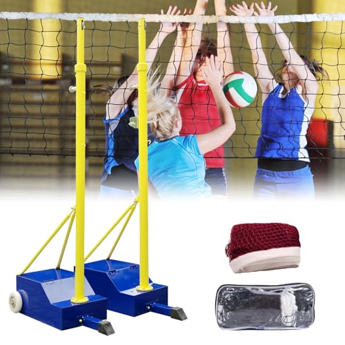 Volleyball Poles, Volleyball Net for Backyard Adjustable Height Poles, Outdoor Portable Volleybal Net Training Stands, Heavy Duty Badminton Nets Sets,for Adults Youth