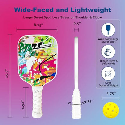 Pickleball Paddles, Pickleball Paddles Set of 2/4, Fiberglass/Carbon Fiber Pickleball Set with Pickleball Balls, Pickleball Bag, Portable Pickleball Net Systerm, Grip Tapes, Pickleball Rackets - style: Pickleball-2P4B Carbon Fiber Face