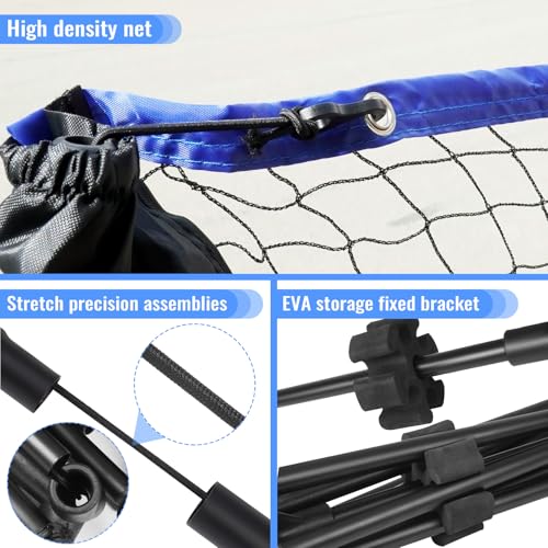 10FT 10FT Portable Badminton Net Set Pickleball Tennis Net Easy Setup Outdoor Indoor Sports Net with Stand & Carry Bag for Backyard Park Beach Nylon Sports Net with Poles