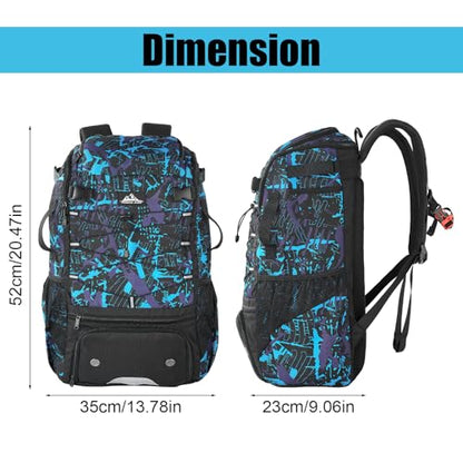 45L Youth Baseball Bat Bag, Softball Bag, Baseball Equipment Backpack Bag with Shoe Compartment - color: Blue