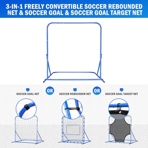 Soccer Baseball Rebounder Net, Soccer Goal Net, Volleyball Softball Rebound Pitchback Net Quick-Switch Angle Training for Control, Passing Practice, Bounce Back Rebounder Goals Gifts Trainer Equipment - size: 4FTx4FT
