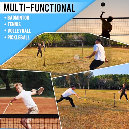 FDLS 10FT Portable Badminton Pickleball Net with Carry Bag for Indoor Outdoorl Height Adjustable| Easy Set up - style: Black(2 Paddles)