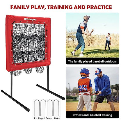 Pitching Net, Portable 9 Hole Baseball & Sotball with Strike Zone - Height Adjustable Easy Setup for Indoor/Outdoor