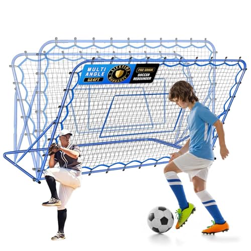 Soccer Baseball Rebounder Net, Soccer Goal Net, Volleyball Softball Rebound Pitchback Net Quick-Switch Angle Training for Control, Passing Practice, Bounce Back Rebounder Goals Gifts Trainer Equipment - size: 6FTx4FT