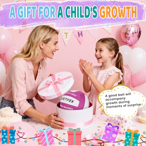 Soft Volleyball-Super Soft Fabric Light Volleyball for Indoor Practice Safe and Quiet Kids Youth Beginners House Yard Training Practice Games(Deflated) - color: Purple,white