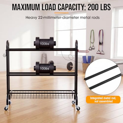 Sosation Bowling Ball Rack with Wheels 3 Tier Heavy-Duty Rolling Bowling Ball Storage Stand with Basket for Sports Equipment Accessories, Home, Gym (Holds 6 Balls)