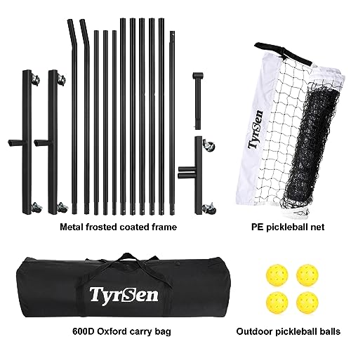 Portable Pickleball Net System on Wheels, 22FT Strong PE Net, Metal Frame, 1 Carry Bag, Driveway & Backyard